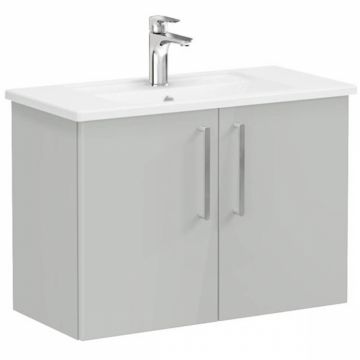 Unitate de baza lavoar baie, cu usi 80cm, compact, inalt gloss pearl grey, cu angular lavoar   chiuveta baie   66406