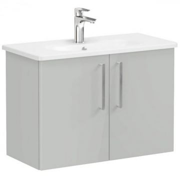 Unitate de baza lavoar baie, cu usi 80cm, compact, inalt gloss pearl grey, cu rounded lavoar   chiuveta baie   66407