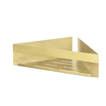 Etajera de colt pentru baie, Wenko, Turbo-Loc Genova Gold, 36 x 17 x 8 cm, inox, auriu