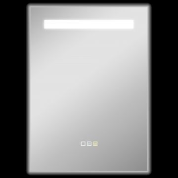 HOMCOM Oglindă de baie cu lumină LED 70x50 cm cu 3 culori de lumină, funcție anti-aburire, funcție memorie, IP44 | Aosom Romania