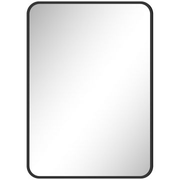HOMCOM Oglindă de Baie Rectangulară cu Ramă Metalică Oglindă Decorativă pentru Dormitor Living sau Antreu 50x70 cm Negru | Aosom Romania