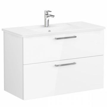 Unitate de baza lavoar baie, cu doua sertare 100cm, inalt gloss alb, cu angular lavoar   chiuveta baie   68303