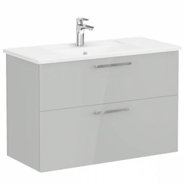 Unitate de baza lavoar baie, cu doua sertare 100cm, inalt gloss pearl grey, cu angular lavoar   chiuveta baie   68304