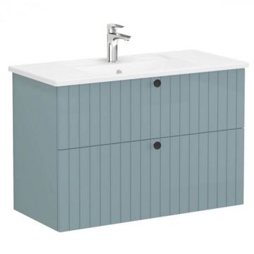 Unitate de baza lavoar baie, cu doua sertare 100cm, mat fijord green, cu angular lavoar   chiuveta baie   69453