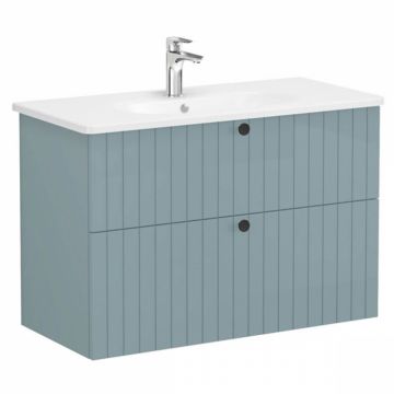 Unitate de baza lavoar baie, cu doua sertare 100cm, mat fijord green, cu rounded lavoar   chiuveta baie   69460