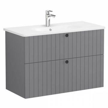Unitate de baza lavoar baie, cu doua sertare 100cm, mat grey, cu rounded lavoar   chiuveta baie   69459