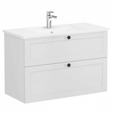 Unitate de baza lavoar baie, cu doua sertare 100cm, mat gri deschis, cu angular lavoar   chiuveta baie   68877