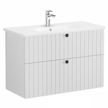 Unitate de baza lavoar baie, cu doua sertare 100cm, mat gri deschis, cu rounded lavoar   chiuveta baie   69458