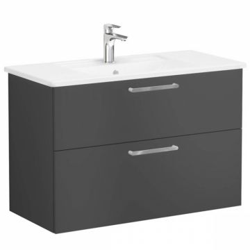 Unitate de baza lavoar baie, cu doua sertare 100cm, mat storm grey, cu angular lavoar   chiuveta baie   68308
