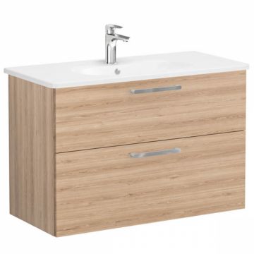 Unitate de baza lavoar baie, cu doua sertare 100cm, natural oak, cu rounded lavoar   chiuveta baie   68320