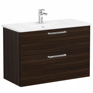 Unitate de baza lavoar baie, cu doua sertare 100cm, walnut, cu angular lavoar   chiuveta baie   68311
