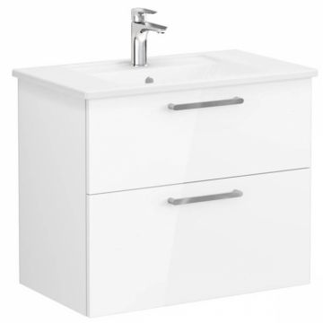 Unitate de baza lavoar baie, cu doua sertare 80cm, inalt gloss alb, cu angular lavoar   chiuveta baie   66306