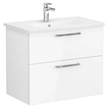 Unitate de baza lavoar baie, cu doua sertare 80cm, inalt gloss alb, cu rounded lavoar   chiuveta baie   66307