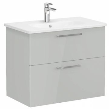 Unitate de baza lavoar baie, cu doua sertare 80cm, inalt gloss pearl grey, cu rounded lavoar   chiuveta baie   66311