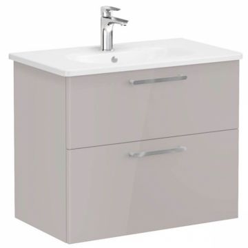 Unitate de baza lavoar baie, cu doua sertare 80cm, inalt gloss sahara beige, cu rounded lavoar   chiuveta baie   66309