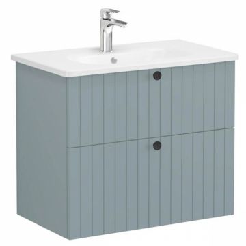 Unitate de baza lavoar baie, cu doua sertare 80cm, mat fijord green, cu rounded lavoar   chiuveta baie   69439