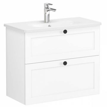 Unitate de baza lavoar baie, cu doua sertare, compact 80cm, alb mat, cu rounded lavoar   chiuveta baie   68680