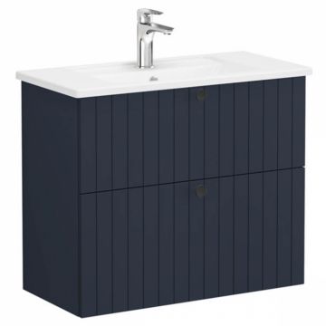 Unitate de baza lavoar baie, cu doua sertare, compact 80cm, mat dark albastru, cu angular lavoar   chiuveta baie   69252