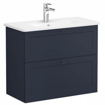 Unitate de baza lavoar baie, cu doua sertare, compact 80cm, mat dark albastru, cu rounded lavoar   chiuveta baie   68685