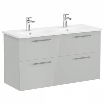 Unitate de baza lavoar baie, cu patru sertare 120 cm, inalt gloss pearl grey, cu rounded lavoar   chiuveta baie   66287