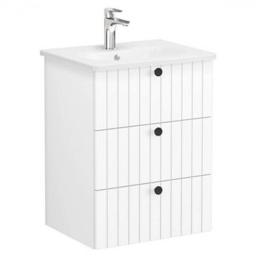 Unitate de baza lavoar baie, cu trei sertare 60cm alb mat, cu rounded lavoar   chiuveta baie   69478