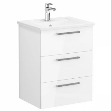 Unitate de baza lavoar baie, cu trei sertare 60cm inalt gloss alb, cu angular lavoar   chiuveta baie   66462