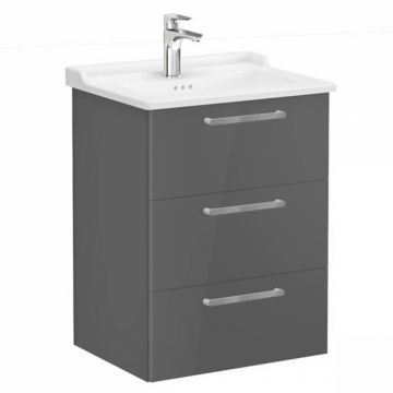 Unitate de baza lavoar baie, cu trei sertare 60cm inalt gloss anthracite, cu classical lavoar   chiuveta baie   68343