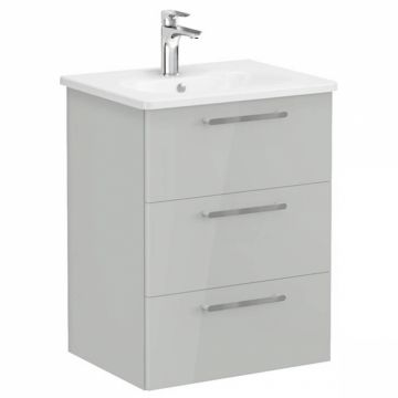 Unitate de baza lavoar baie, cu trei sertare 60cm inalt gloss pearl grey, cu rounded lavoar   chiuveta baie   66467