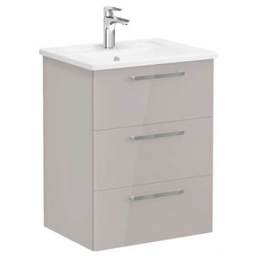 Unitate de baza lavoar baie, cu trei sertare 60cm inalt gloss sahara beige, cu angular lavoar   chiuveta baie   66464