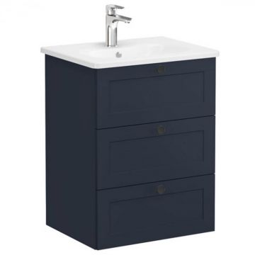 Unitate de baza lavoar baie, cu trei sertare 60cm mat dark albastru, cu rounded lavoar   chiuveta baie   68909