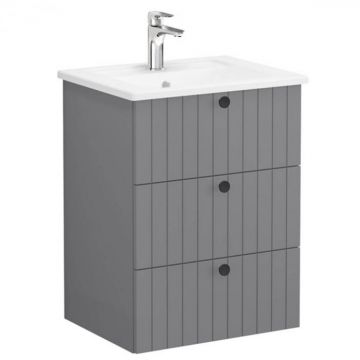 Unitate de baza lavoar baie, cu trei sertare 60cm mat grey, cu angular lavoar   chiuveta baie   69473