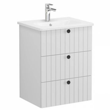 Unitate de baza lavoar baie, cu trei sertare 60cm mat gri deschis, cu rounded lavoar   chiuveta baie   69479