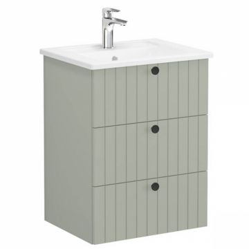 Unitate de baza lavoar baie, cu trei sertare 60cm mat retro green, cu angular lavoar   chiuveta baie   69477