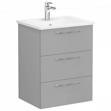 Unitate de baza lavoar baie, cu trei sertare 60cm mat rock grey, cu angular lavoar   chiuveta baie   68333