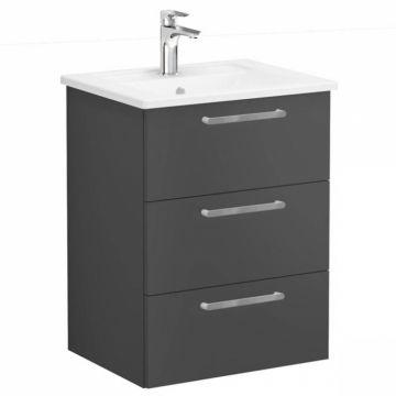 Unitate de baza lavoar baie, cu trei sertare 60cm mat storm grey, cu angular lavoar   chiuveta baie   68334