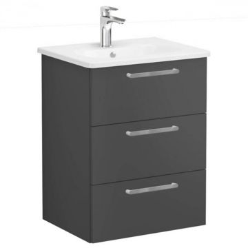 Unitate de baza lavoar baie, cu trei sertare 60cm mat storm grey, cu rounded lavoar   chiuveta baie   68338