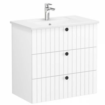 Unitate de baza lavoar baie, cu trei sertare 80cm, alb mat, cu angular lavoar   chiuveta baie   69492