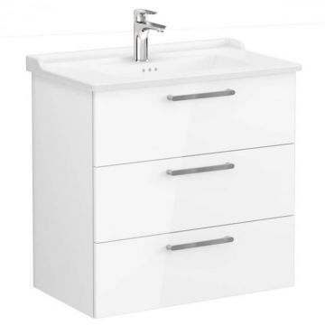 Unitate de baza lavoar baie, cu trei sertare 80cm, inalt gloss alb, cu classical lavoar   chiuveta baie   68359