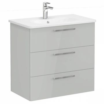 Unitate de baza lavoar baie, cu trei sertare 80cm, inalt gloss pearl grey, cu rounded lavoar   chiuveta baie   66479