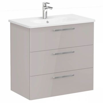 Unitate de baza lavoar baie, cu trei sertare 80cm, inalt gloss sahara beige, cu rounded lavoar   chiuveta baie   66477