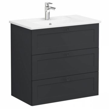 Unitate de baza lavoar baie, cu trei sertare 80cm, mat graphite, cu angular lavoar   chiuveta baie   68922