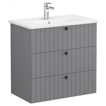 Unitate de baza lavoar baie, cu trei sertare 80cm, mat grey, cu rounded lavoar   chiuveta baie   69501