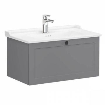 Unitate de baza lavoar baie, cu un sertar 80cm, mat grey, cu classical lavoar   chiuveta baie   68808