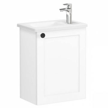 Unitate de baza lavoar baie, cu usi, 45cm, compact, cu dreapta orificiu pentru baterie, alb mat, cu angular lavoar   chiuveta baie dreapta   68610