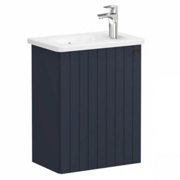 Unitate de baza lavoar baie, cu usi, 45cm, compact, cu dreapta orificiu pentru baterie, mat dark albastru, cu rounded lavoar   chiuveta baie stanga   69196