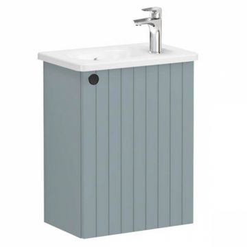 Unitate de baza lavoar baie, cu usi, 45cm, compact, cu dreapta orificiu pentru baterie, mat fijord green, cu rounded lavoar   chiuveta baie dreapta   69201