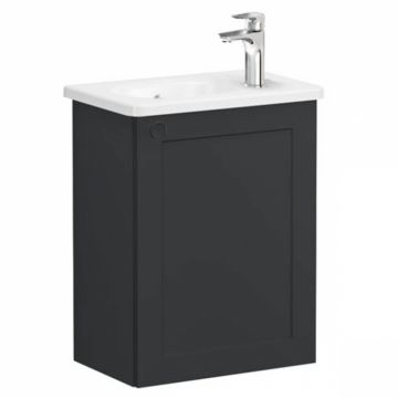 Unitate de baza lavoar baie, cu usi, 45cm, compact, cu dreapta orificiu pentru baterie, mat graphite, cu rounded lavoar   chiuveta baie dreapta   68628