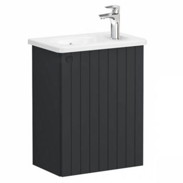 Unitate de baza lavoar baie, cu usi, 45cm, compact, cu dreapta orificiu pentru baterie, mat graphite, cu rounded lavoar   chiuveta baie dreapta   69202