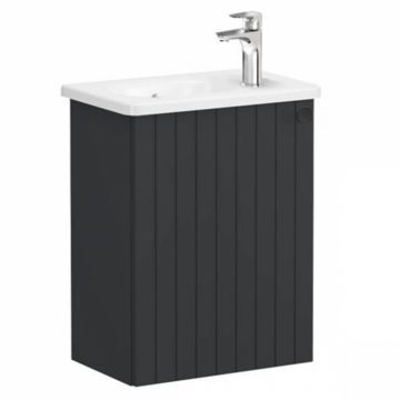 Unitate de baza lavoar baie, cu usi, 45cm, compact, cu dreapta orificiu pentru baterie, mat graphite, cu rounded lavoar   chiuveta baie stanga   69195