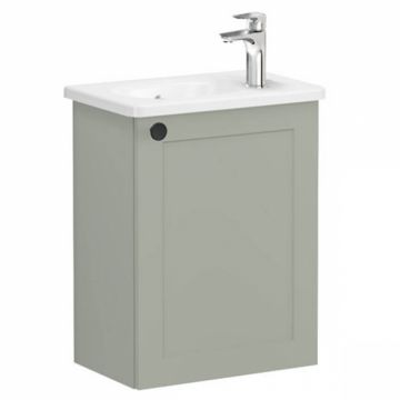 Unitate de baza lavoar baie, cu usi, 45cm, compact, cu dreapta orificiu pentru baterie, mat retro green, cu rounded lavoar   chiuveta baie dreapta   68630